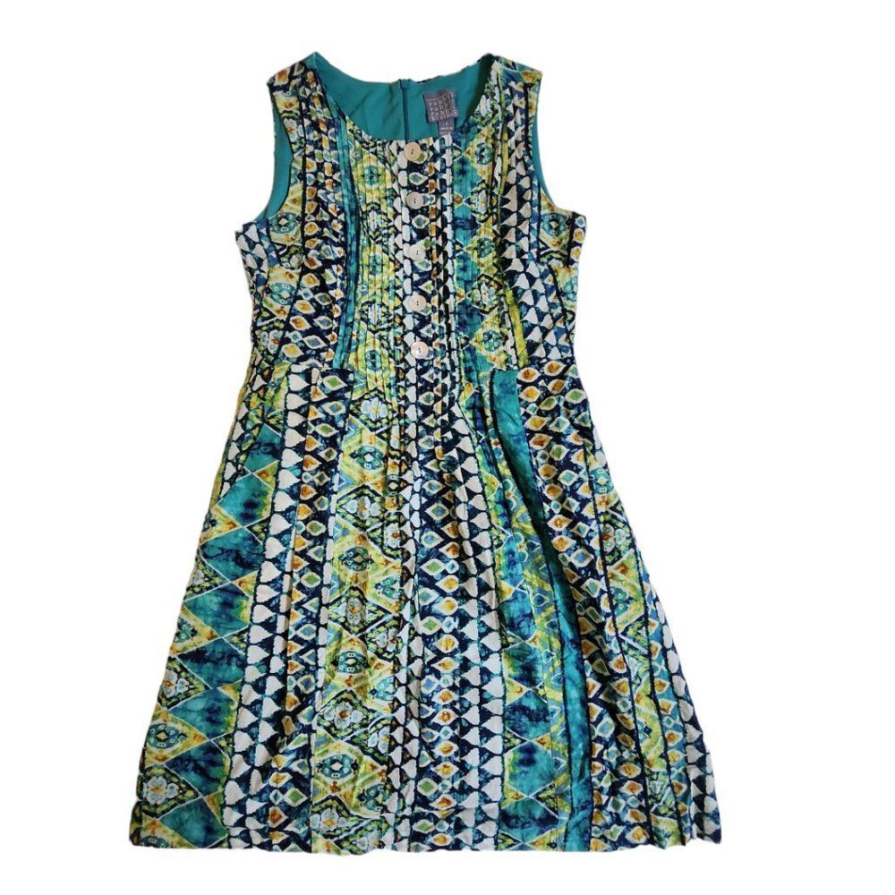 Rabbit Rabbit Rabbit blue black white multi color sleeveless dress sz 6